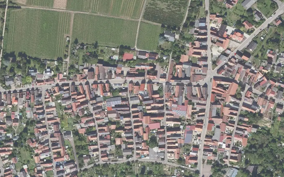 Luftbild der Umgebung von Bioweingut Martin in Insheim