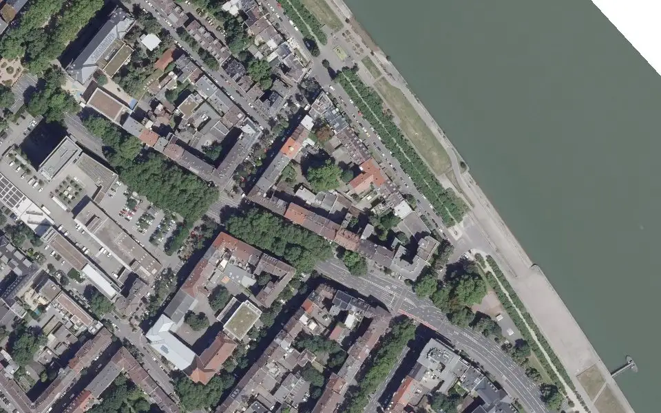 Luftbild der Umgebung von Jacques' Wein-Depot in Mainz