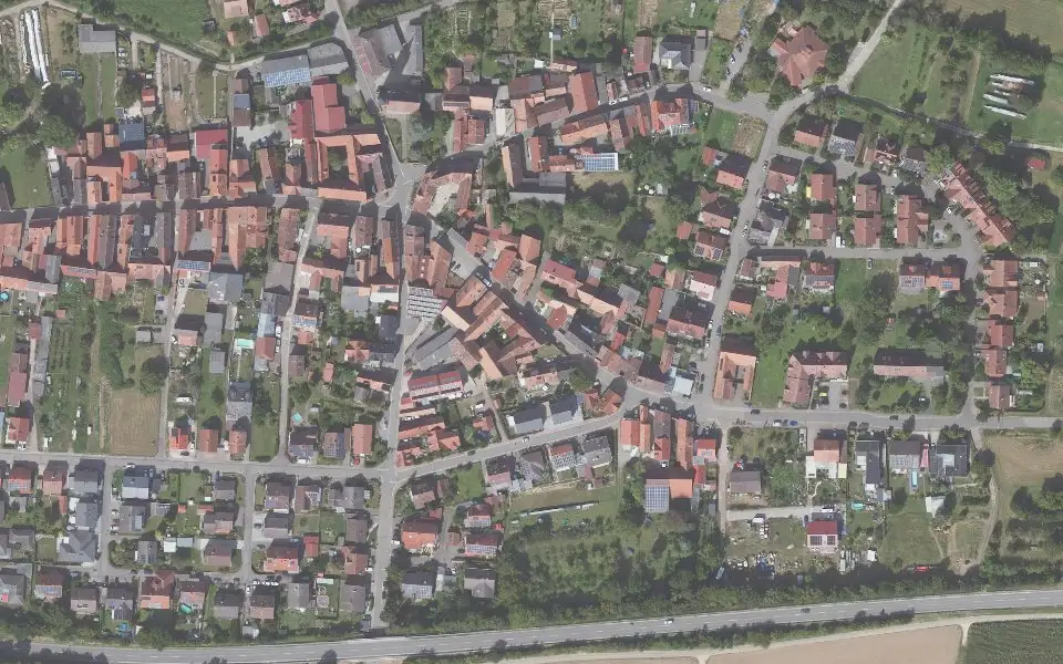 Luftbild mit der Einzellage Rosengarten