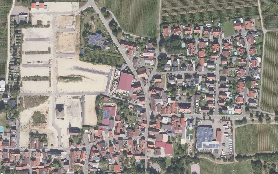 Luftbild der Umgebung von Weingut Andreas Hery in Böchingen