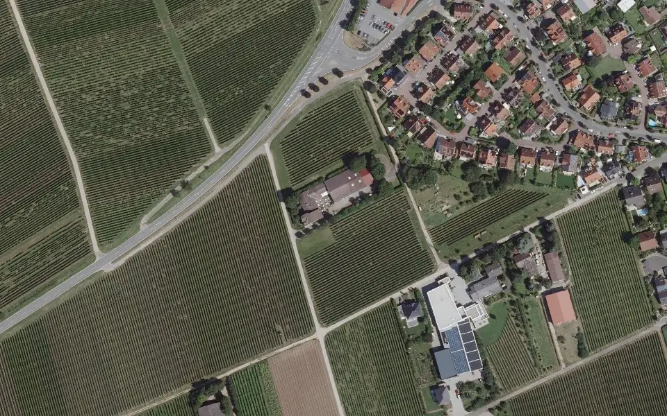 Luftbild der Umgebung von Weingut Blodt in Essenheim