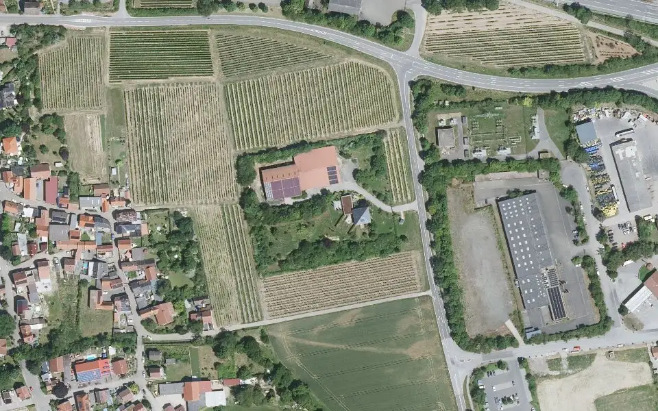 Luftbild der Umgebung von Weingut Hahn in Gundersheim