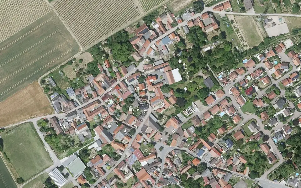 Luftbild der Umgebung von Weingut Helmut Geil in Monzernheim