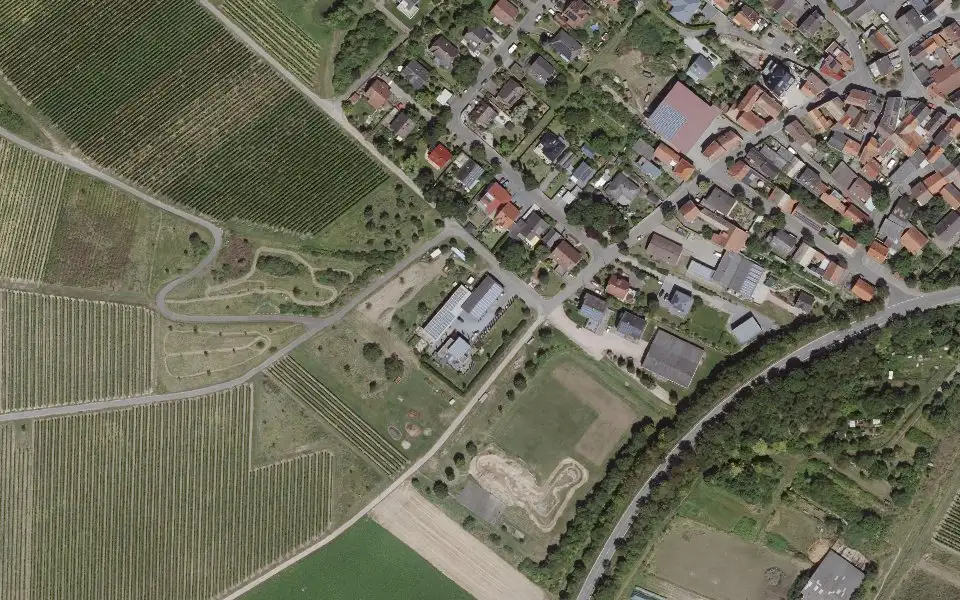 Luftbild der Umgebung von Weingut Leo Lahm in Ensheim