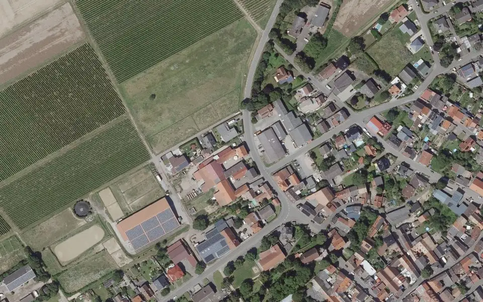 Luftbild der Umgebung von Weingut Mann in Stein-Bockenheim