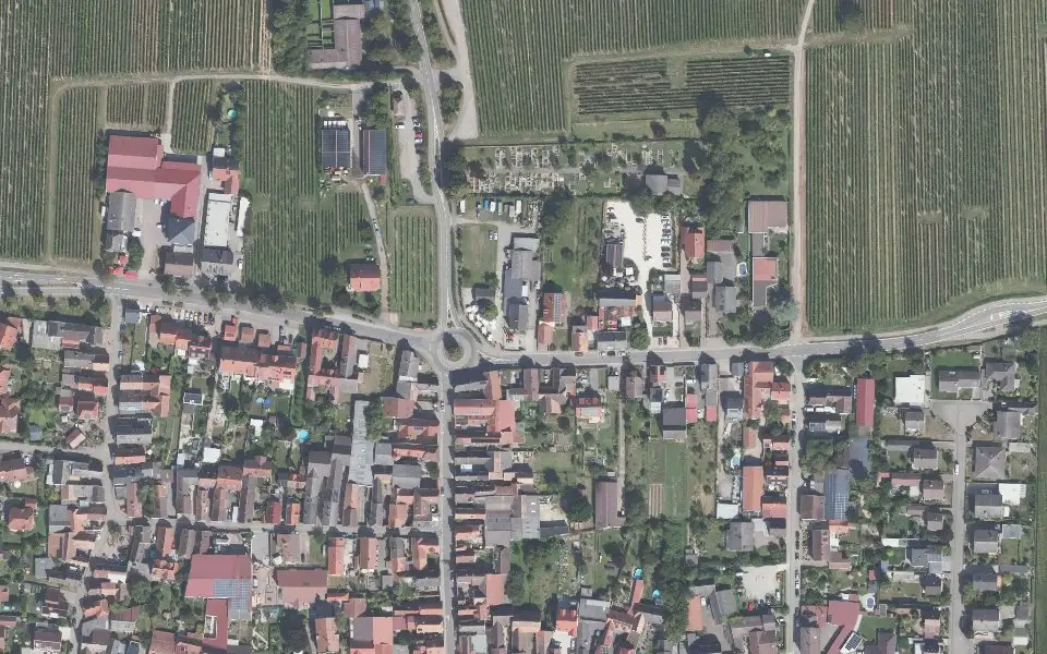 Luftbild der Umgebung von Weingut Merkel in Venningen