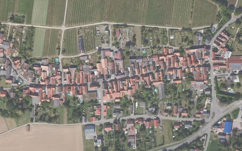 Luftbild der Umgebung von Weingut Mühlhäuser in Niederhorbach