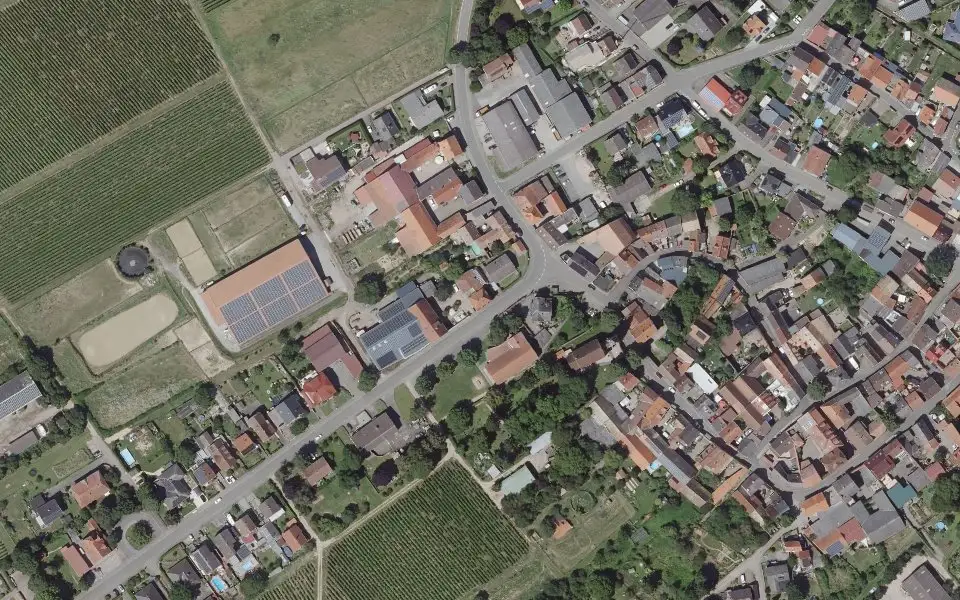 Luftbild der Umgebung von Weingut Steitz in Stein-Bockenheim
