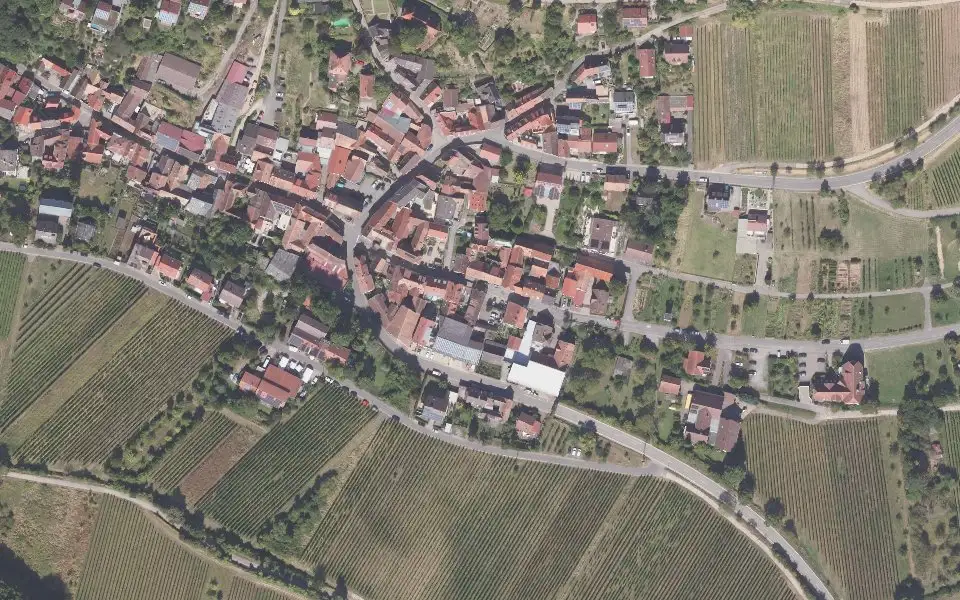 Luftbild der Umgebung von Weingut Stübinger in Leinsweiler