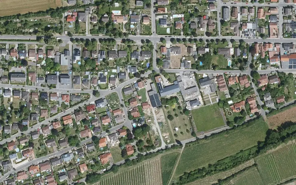 Luftbild der Umgebung von Weingut Wieder in Osthofen